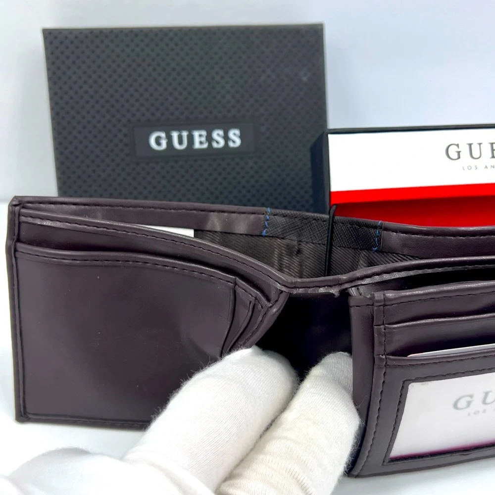 GUESS,MEN’S WALLET, BROWN, TRI FOLD, 9 CREDIT CARD HOLDER,4 HIDDEN COMPARTMENT